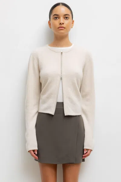 Leset Jesse Zip Cardigan In White