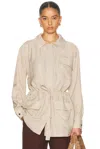 Leset Kim Drawstring Jacket In Brown