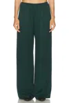 Leset Lauren Wide Leg Pants Emerald In Green