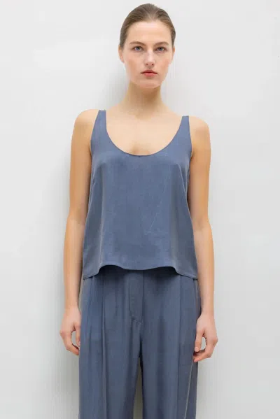 Leset Kim Scoop Tank In Blue