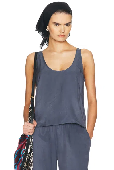Leset Kim Scoop Tank Top In Denim