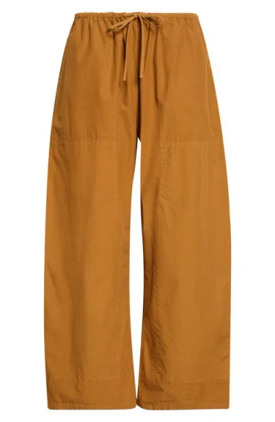Leset Kyoto Cotton Drawstring Utility Crop Pants In Copper