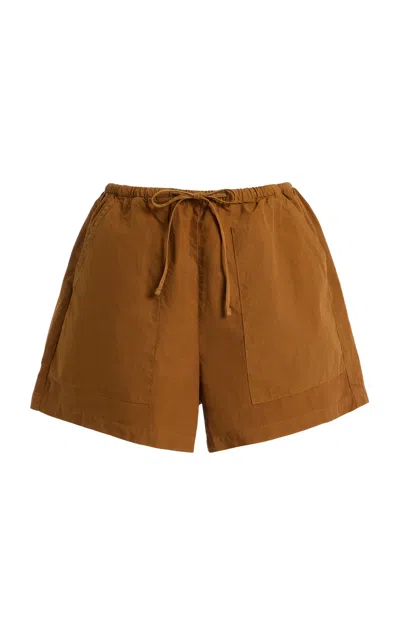 Leset Kyoto Cotton Pocket Shorts In Orange