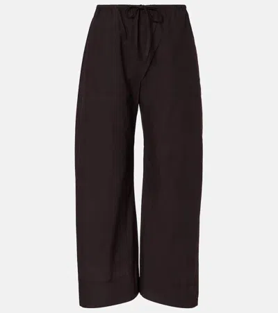 Leset Kyoto Cotton Wide-leg Pants In Brown