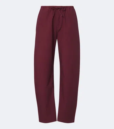 Leset Kyoto Cotton Wide-leg Pants In Burgundy