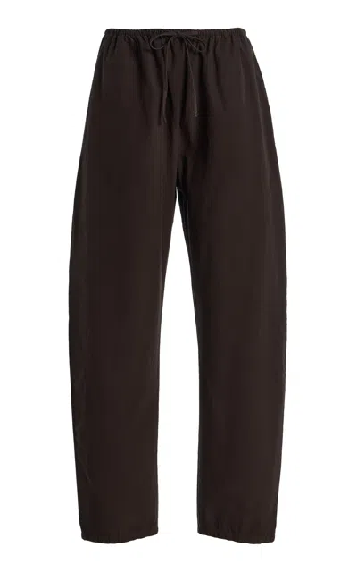 Leset Kyoto Drawstring Cotton Pants In Brown