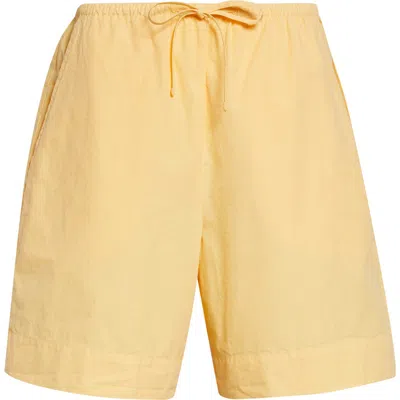 Leset Kyoto Drawstring Waist Cotton Shorts In Orange