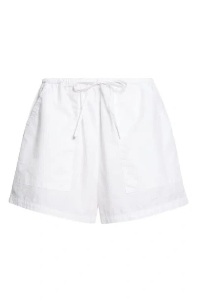 Leset Kyoto Patch Pocket Cotton Drawstring Shorts In White