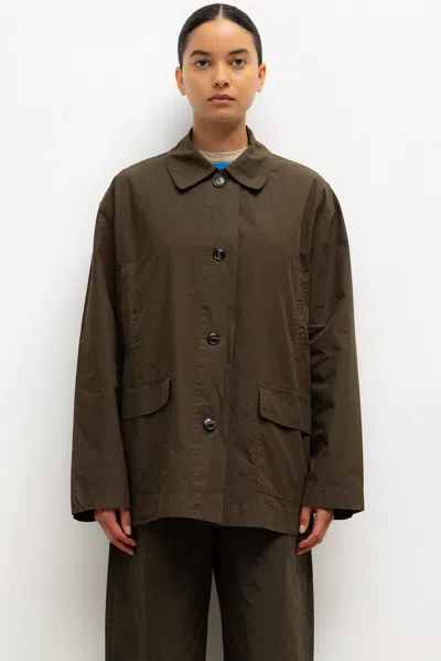 Leset Kyoto Pocket Button Down Jacket In Brown