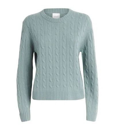 Leset Lambswool-blend Cable-knit Zoe Sweater In Blue