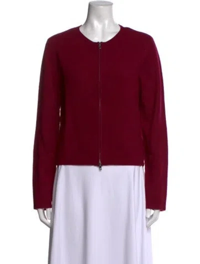 Pre-owned Leset Lambswool Open Front Sweater W/ Tags In Burgundy