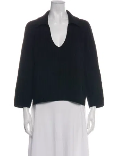 Pre-owned Leset Lambswool V-neck Sweater In Black