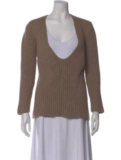 Pre-owned Leset Lambswool V-neck Sweater In Brown