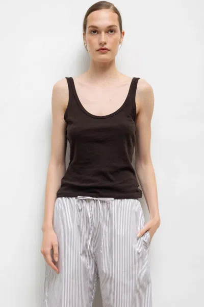 Leset Laura Scoop Neck Tank In Brown