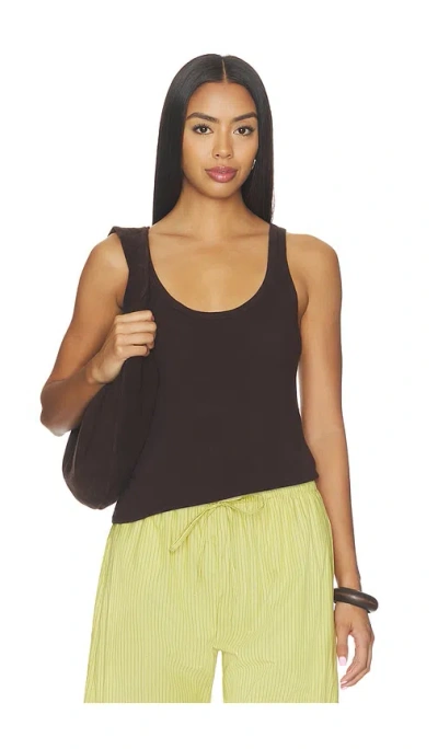 Leset Laura Scoop Neck Tank In Brown