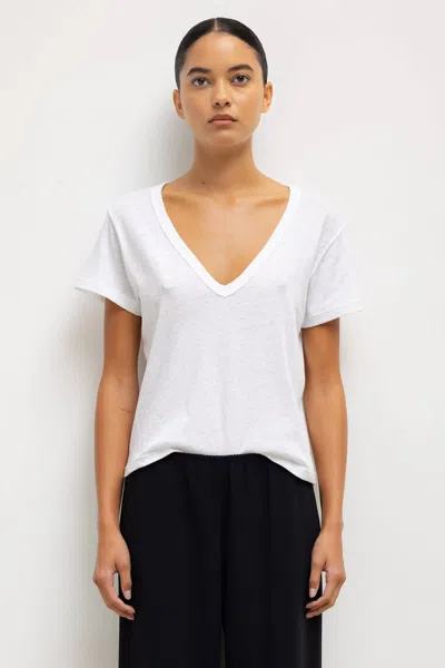 Leset Laura V Neck Tee In White