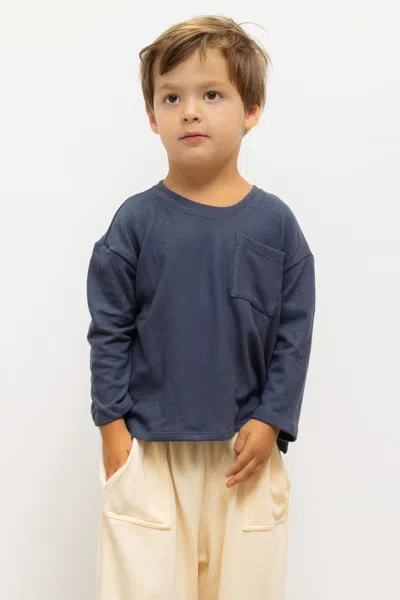 Leset Lauren Bebe Long Sleeve Pocket Tee In Blue