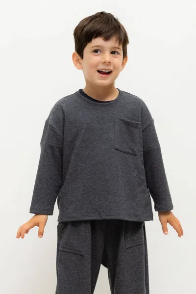 Leset Lauren Bebe Long Sleeve Pocket Tee In Gray