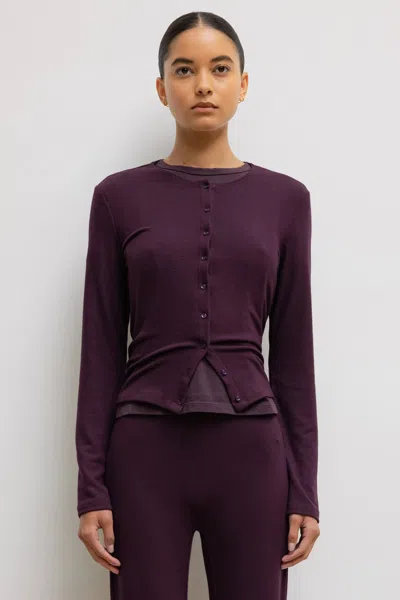 Leset Lauren Classic Cardigan In Purple