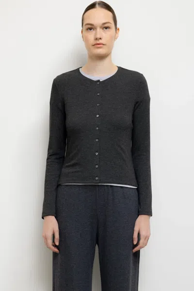 Leset Lauren Classic Cardigan In Charcoal