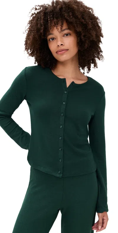 Leset Lauren Classic Cardigan Emerald In Green
