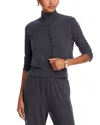 Leset Lauren Crewneck Cardigan In Charcoal