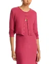 Leset Lauren Cropped Brushed Stretch-knit Cardigan In Burgundy