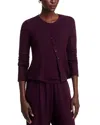 Leset Lauren Crewneck Cardigan Sweater In Dark Berry