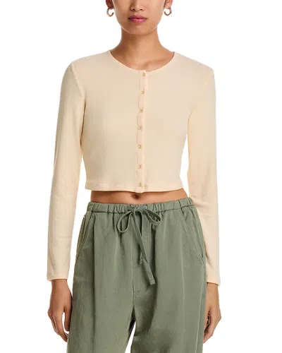 Leset Lauren Cropped Jersey Cardigan In Yellow
