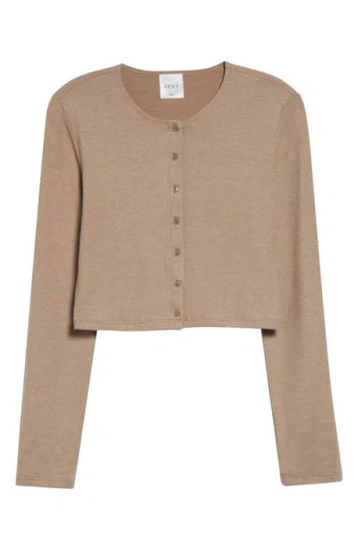 Leset Lauren Crop Cardigan In Brown