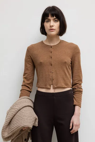 Leset Lauren Crop Cardigan Ii In Brown
