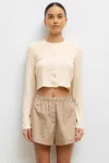 Leset Lauren Crop Cardigan Ii In Beige