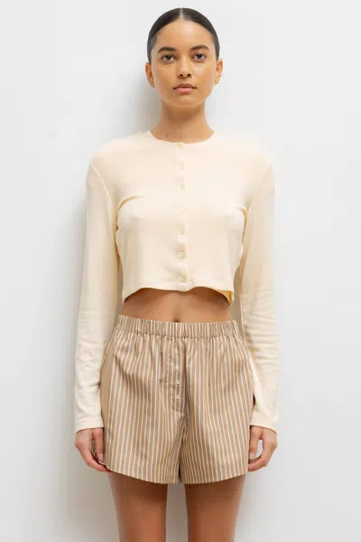 Leset Lauren Crop Cardigan Ii In Beige