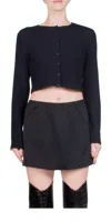 Leset Lauren Cropped Cardigan Ii In Black