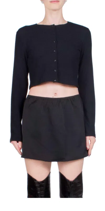 Leset Lauren Crop Cardigan In Black