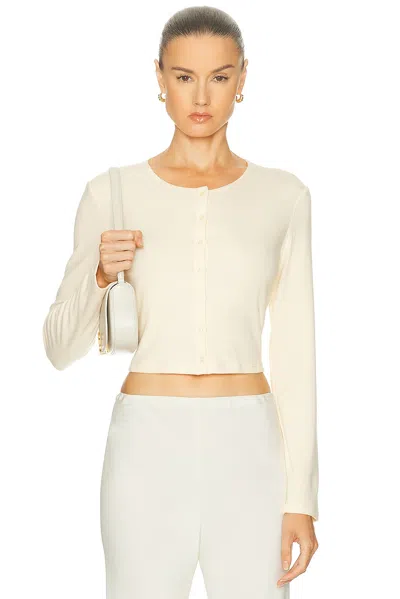 Leset Lauren Crop Cardigan In Vanilla In Neutral