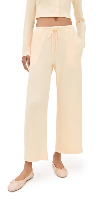 Leset Lauren Crop Drawstring Pants Vanilla In Neutral