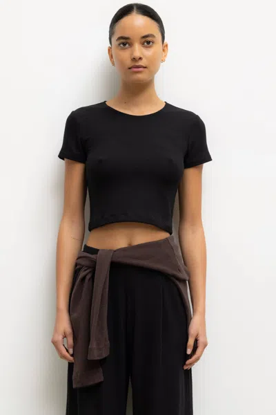 Leset Lauren Crop Slim Fit Tee In Black