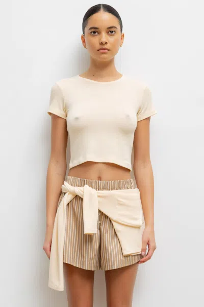 Leset Lauren Crop Slim Tee In Vanilla In Neutral