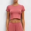 Leset Lauren Crop Slim Tee In Radish In Pink