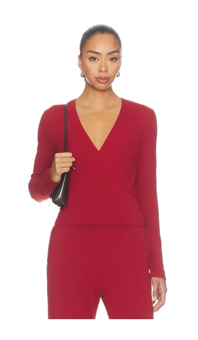 Leset Lauren Crop Wrap Top In Red
