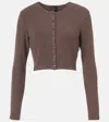 Leset Lauren Cropped Jersey Cardigan In Brown