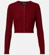 Leset Lauren Cropped Jersey Cardigan In Burgundy