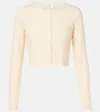 Leset Lauren Cropped Jersey Cardigan In Yellow