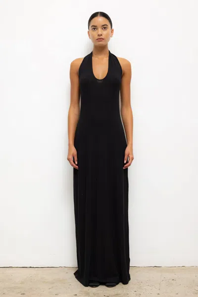 Leset Lauren Halter Maxi Dress In Black