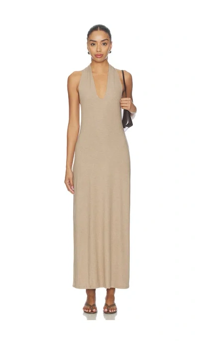 Leset Lauren Halter Maxi Dress In Brown