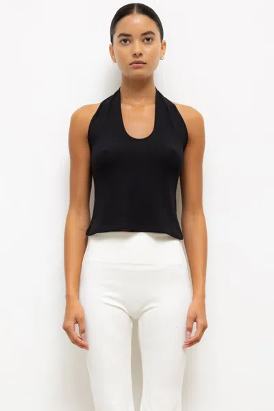 Leset Lauren Halter Top In Black