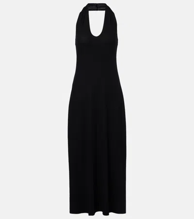 Leset Lauren Halterneck Jersey Midi Dress In Black