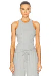 Leset Lauren High Neck Tank Top In Grey Melange