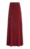 Leset Lauren High-waist Jersey Maxi Skirt In Red